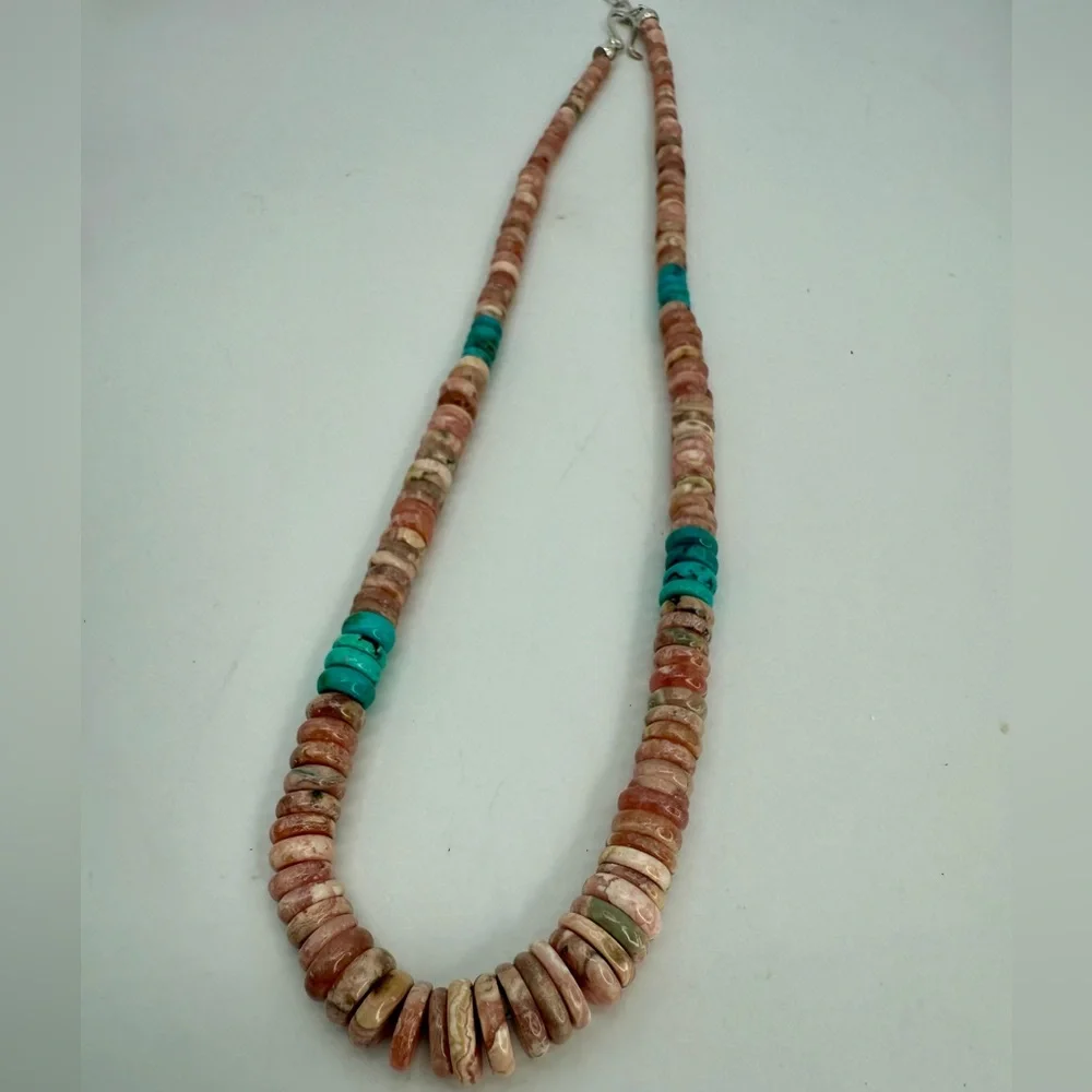Jay King Mine Finds Argentina Rhodochrosite Turquoise Graduated Beaded Necklace